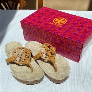 Tory Burch Caramel Corn Shearling Shoes